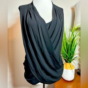 BCBG MAX AZRIA DORIS SLEEVELESS DRAPED-CRISSCROSS TANK | BLACK | S